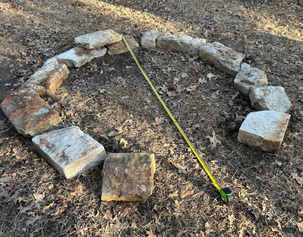 Measuring for keyhole garden foundation
